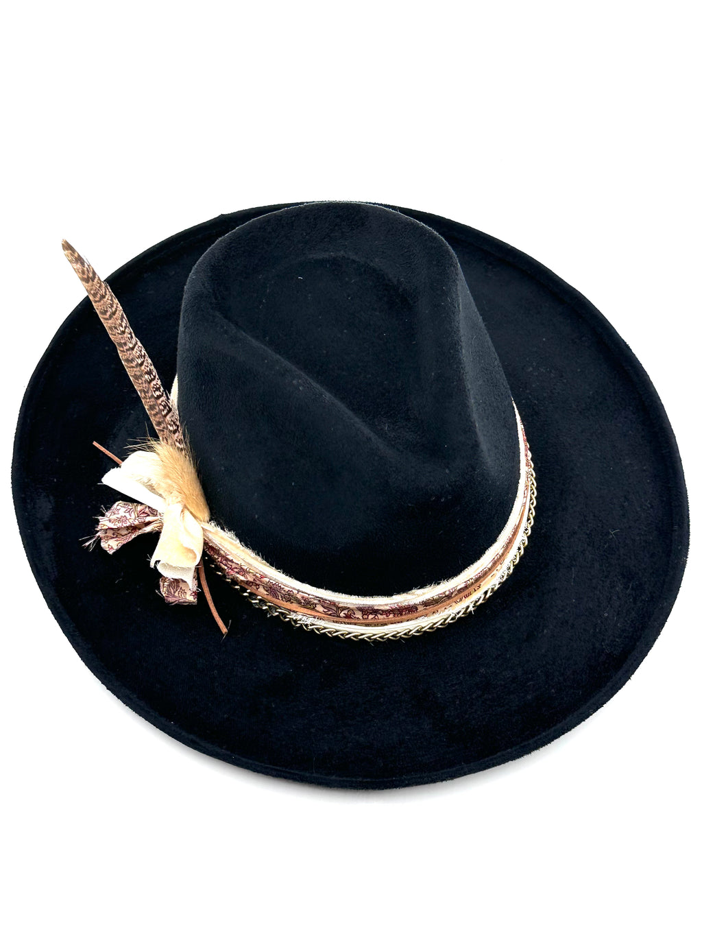 Large Black Rolled Up Fedora