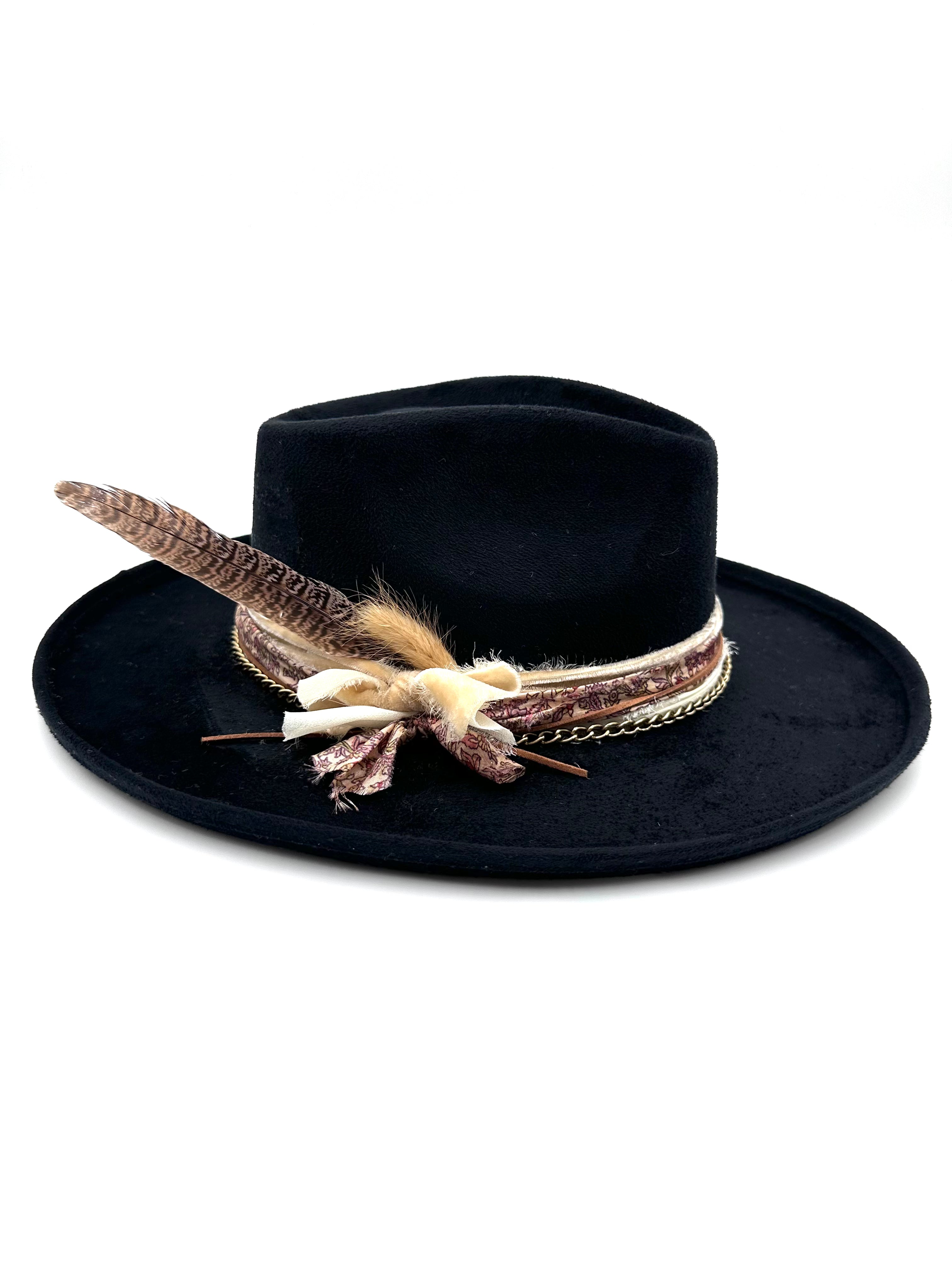 Large Black Rolled Up Fedora