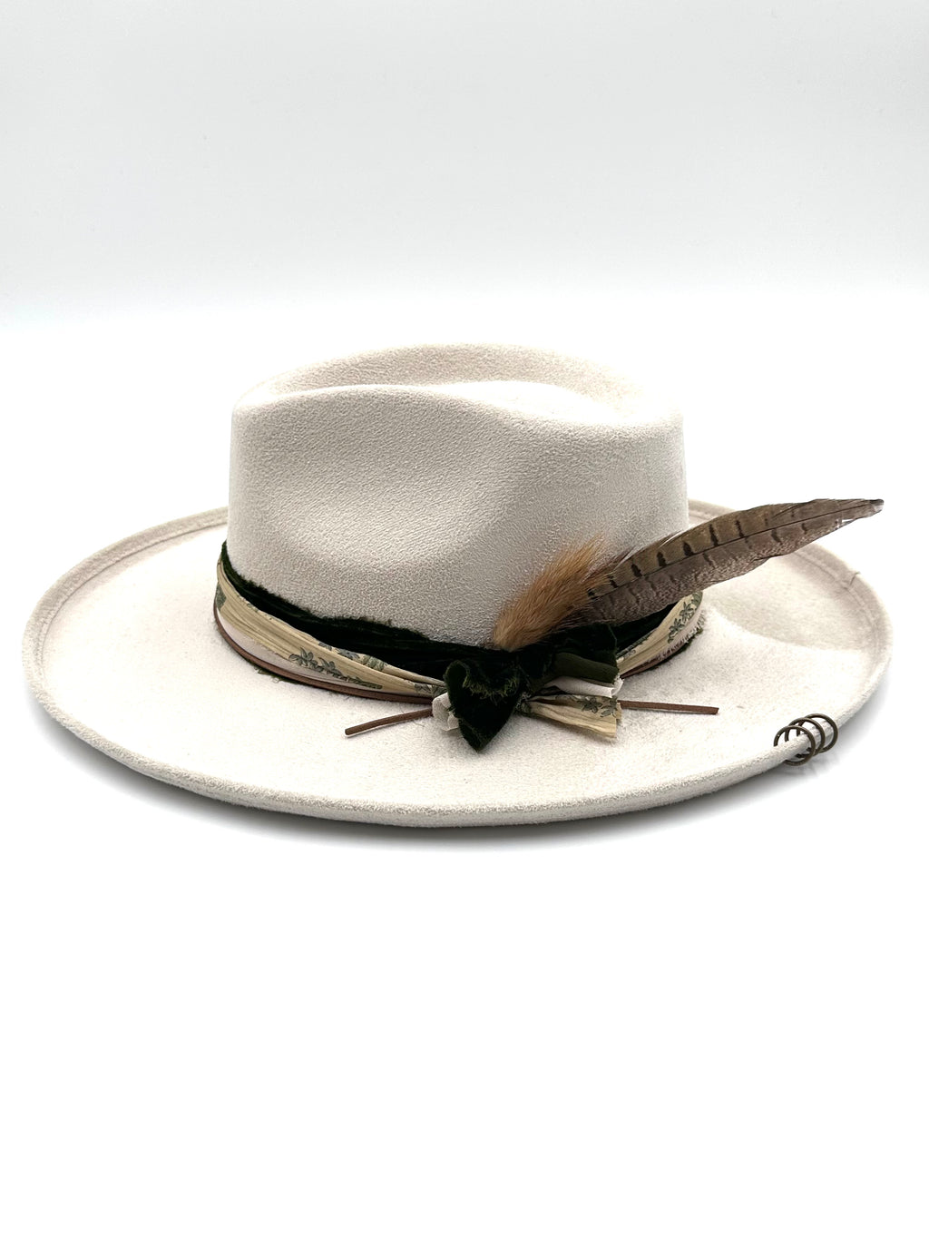 Large Ivory Rolled Up Fedora