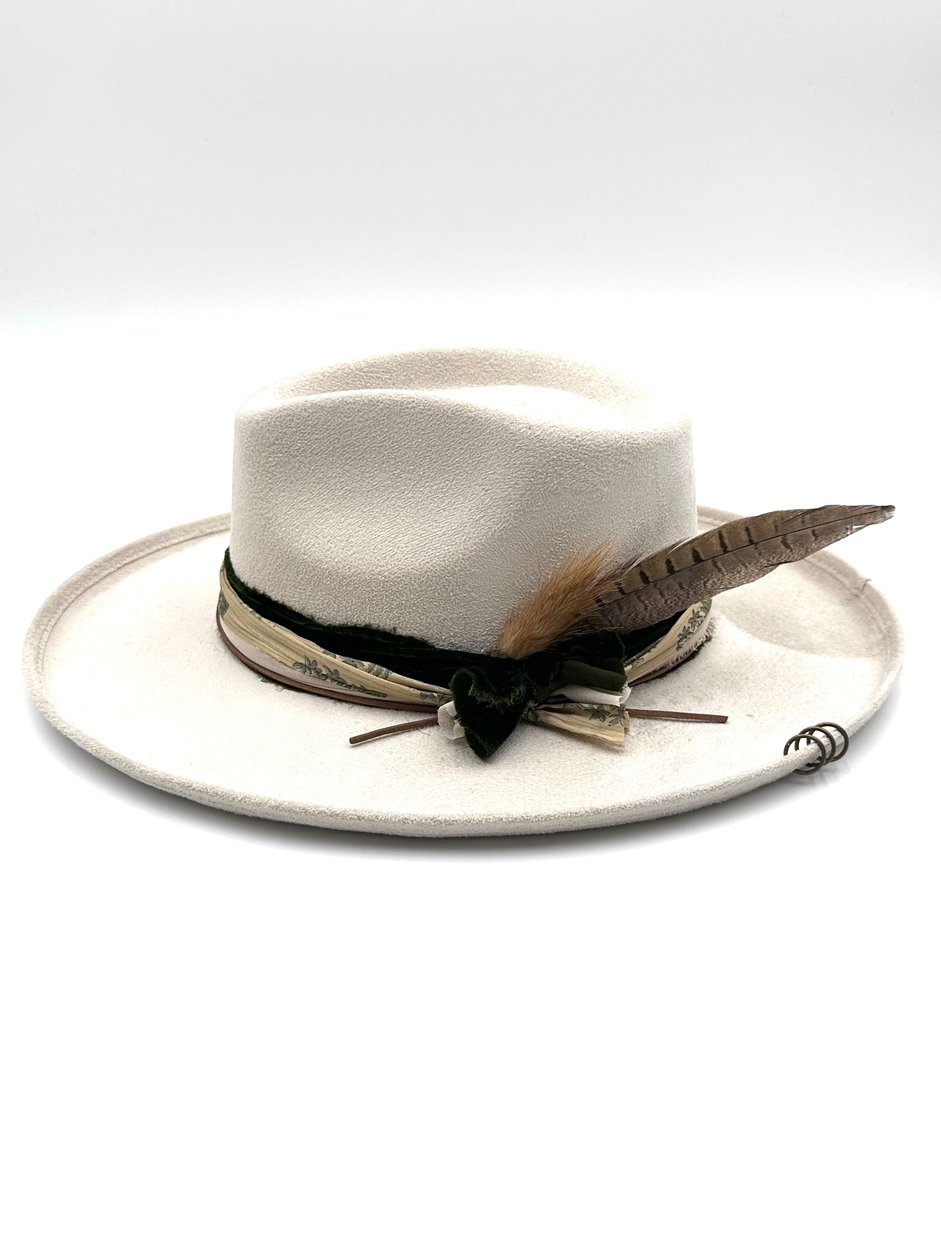 Large Ivory Rolled Up Fedora
