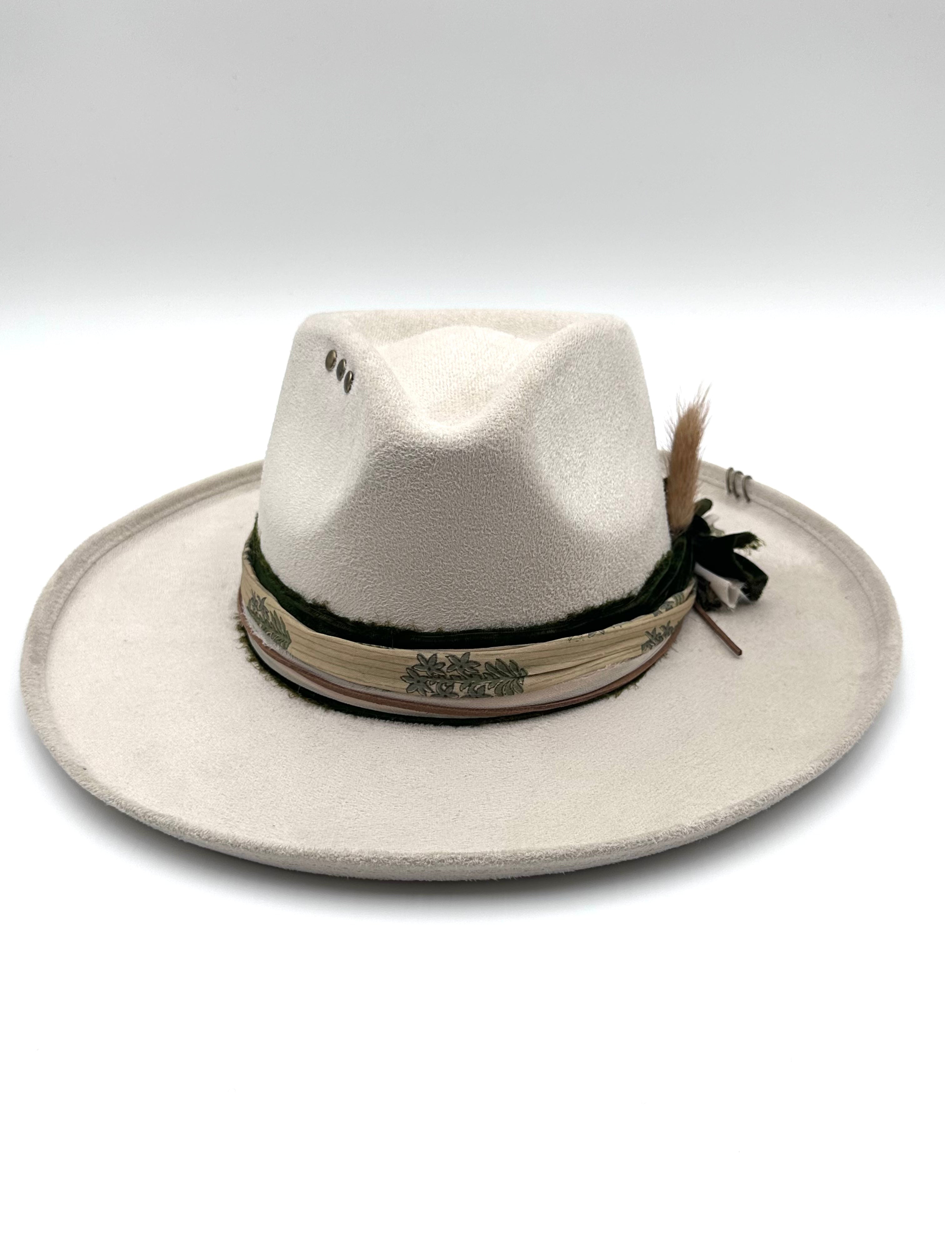 Large Ivory Rolled Up Fedora